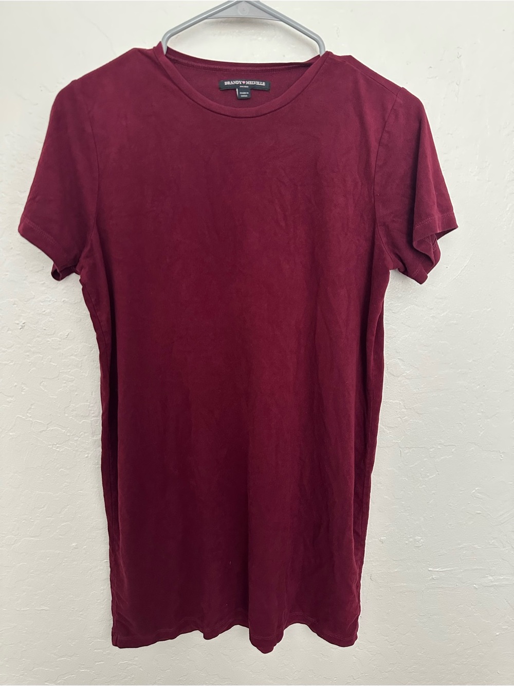 Brandy Melville Burgundy Faux Suede T-Shirt Mini Dress OS